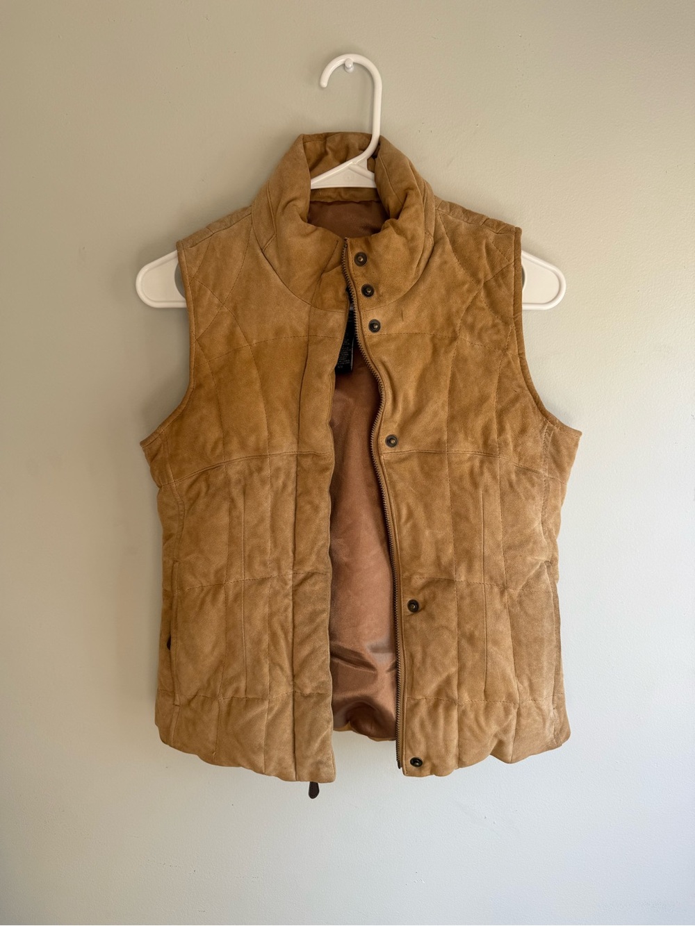 Eddie Bauer Goose-Down Quilted Vest in Tan